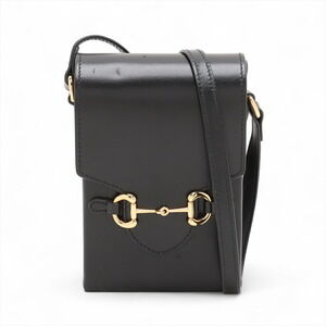 Gucci Horsebit Leather Shoulder Bag Black